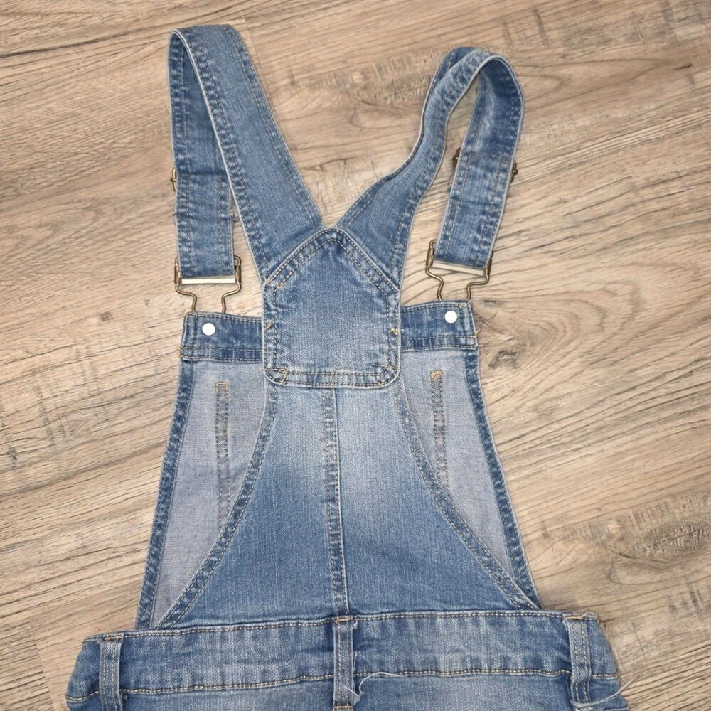 Blue Spice Distressed Denim Overall Shorts | Juniors Size 1 | Light Wash Stretch - Picture 6 of 8
